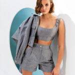 Allsences Nonus Grey Shiny Crop