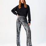 Allsences Shiny Black Silver Pants