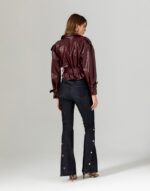 Bordo Crocodile Suni Deri Ceket - Görsel 5