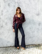 Bordo Crocodile Suni Deri Ceket - Görsel 2